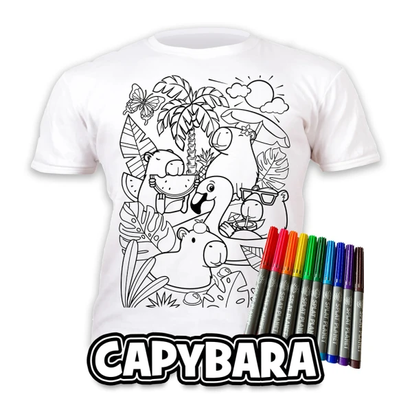 SPLAT PLANET ΠΛΕΝΟΜΕΝΟ T-SHIRT ΖΩΓΡΑΦΙΚΗΣ CAPYBARA ΜΕ ΜΑΡΚΑΔΟΡΟΥΣ (7-8 ΕΤΩΝ)