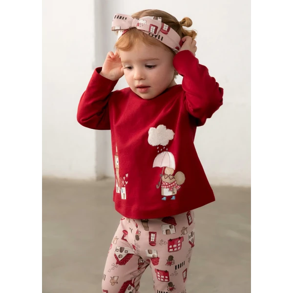 MAYORAL LEGGINGS SET WITH RIBBON BORDEAUX