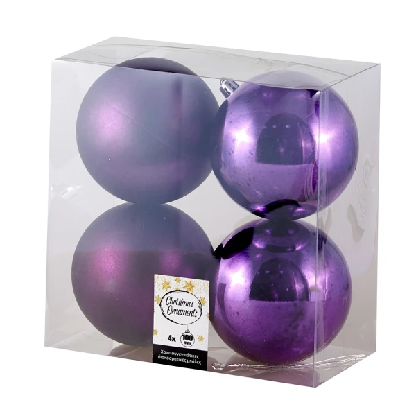 PLASTIC BALL 10 cm SET 4 pcs PURPLE
