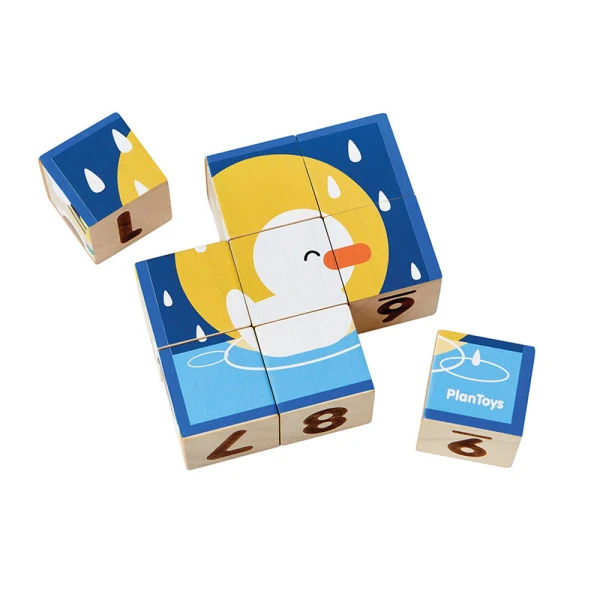 PLAN TOYS ΞΥΛΙΝΟ ΠΑΖΛ ΜΕ ΚΥΒΟΥΣ