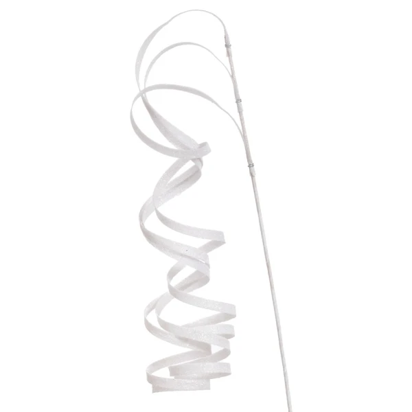 WHITE GLITTER TWISTED STEM 114 CM