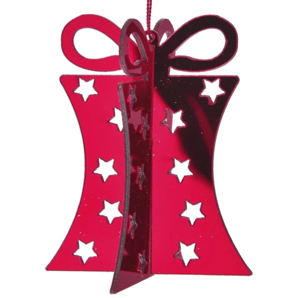  X MAS HANGING 3D BURGUNDY GIFT DECO 8 CM