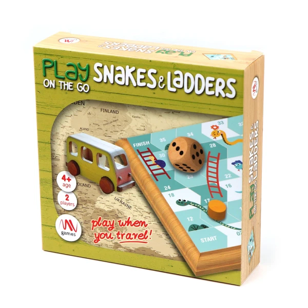 WOODEN BOARD GAME PLAY ON THE GO – SNAKES & LADDERS