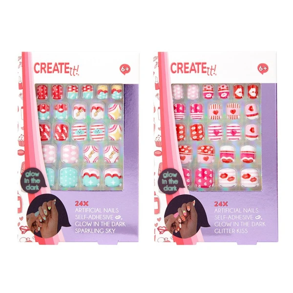 CREATE IT! ΤΕΧΝΗΤΑ ΑΥΤΟΚΟΛΛΗΤΑ ΝΥΧΙΑ GLOW IN THE DARK - 2 ΣΧΕΔΙΑ