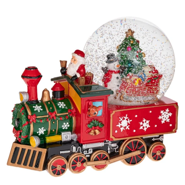 RED RESIN WINDING TRAIN WITH MUSIC 22X12X17,5 CM
