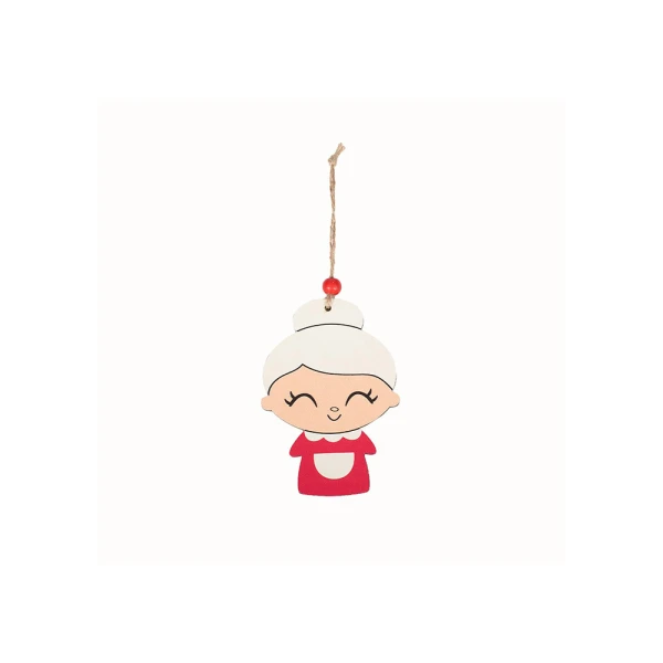 CHRISTMAS WOODEN ORNAMENT 10 cm MR & MRS SANTA - 2 DESIGNS