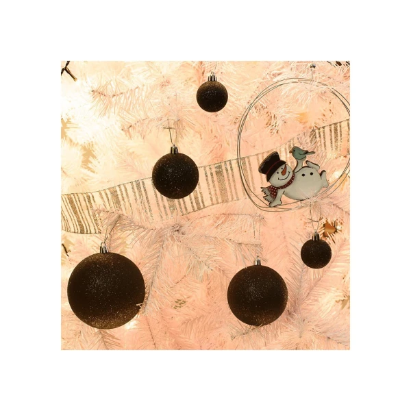 CHRISTMAS BALL GLITTER 8 cm SET 6 pcs BLACK