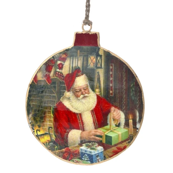 METAL HANGING BALL 12X13 CM SANTA CLAUS GIFT
