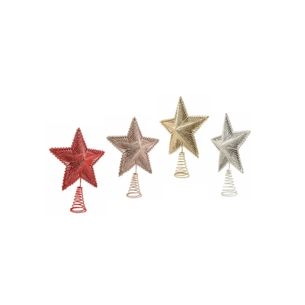 CHRISTMAS TREE TOP STAR WITH GLITTER 24 cm - 4 COLOURS