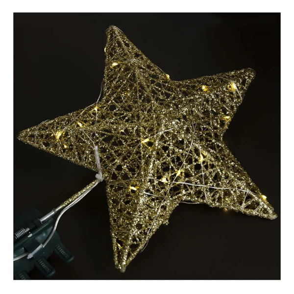 CHRISTMAS TREE TOP GOLD STAR 25 cm WITH LED
