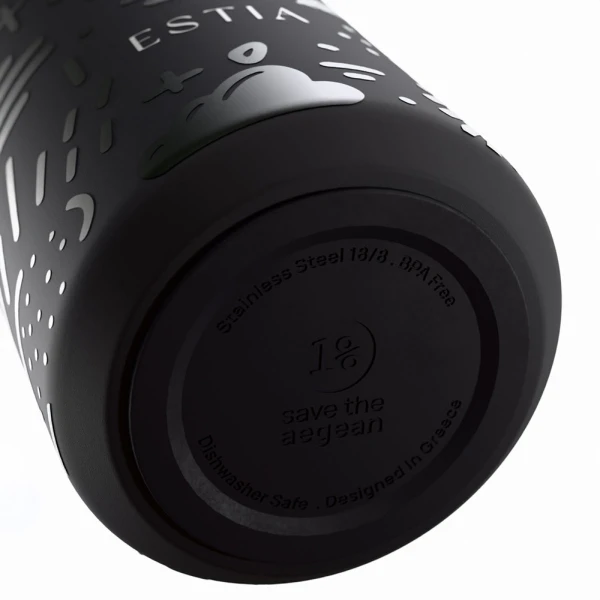 ESTIA HOME ART ΘΕΡΜΟΣ LENS SAVE THE AEGEAN 360ml NOIR ECHO