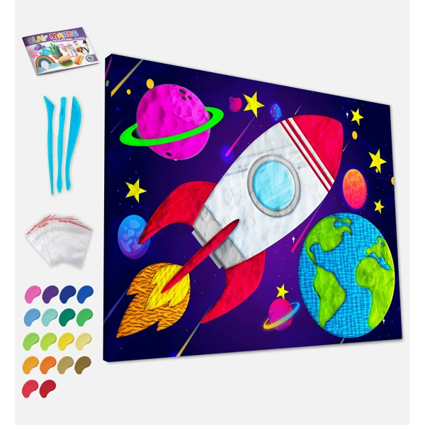 SPLAT PLANET CLAY PAINTING KIT ON CANVAS 40 x 30 cm SPACE