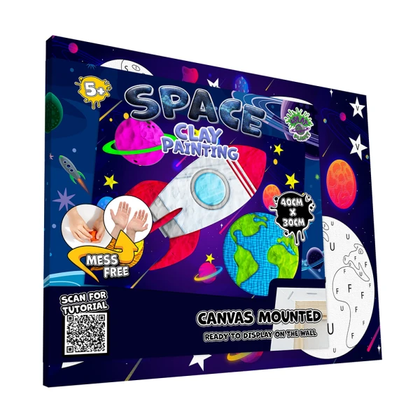 SPLAT PLANET CLAY PAINTING KIT ON CANVAS 40 x 30 cm SPACE