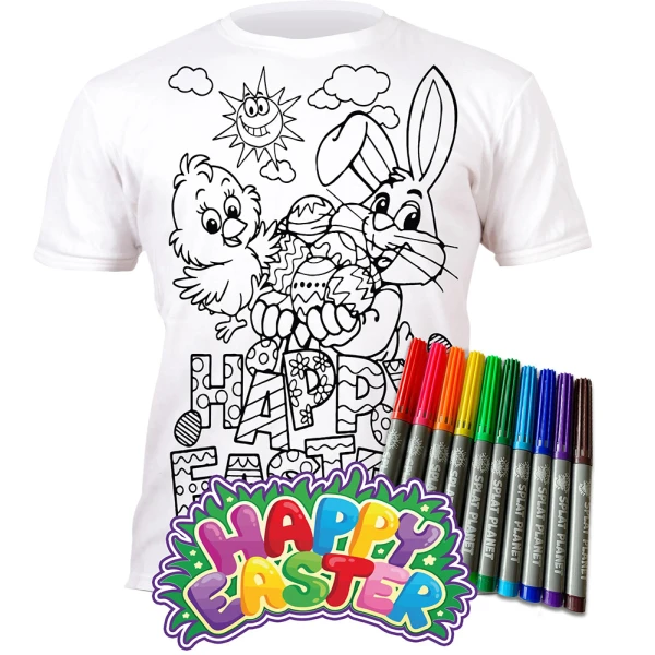 SPLAT PLANET ΠΛΕΝΟΜΕΝΟ T-SHIRT ΖΩΓΡΑΦΙΚΗΣ EASTER ΜΕ ΜΑΡΚΑΔΟΡΟΥΣ (7-8 ΕΤΩΝ)