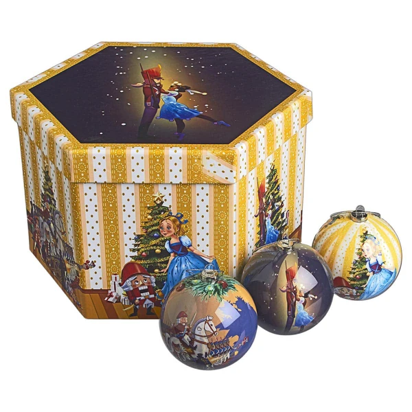 CHRISTMAS BAUBLES 7.5 cm ECOLOGICAL CHILDREN IN BOX SET 14 pcs 