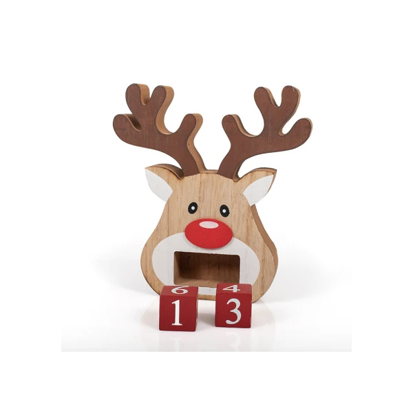 WOODEN DECORATIVE CALENDAR REINDEER 19.5 cm