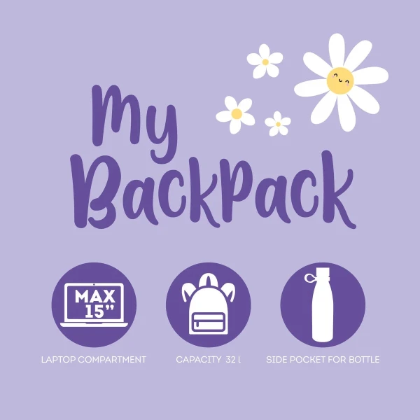 LEGAMI MY BACKPACK ΣΑΚΙΔΙΟ ΠΛΑΤΗΣ DAISY LILAC