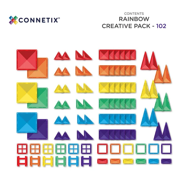 CONNETIX ΜΑΓΝΗΤΙΚΑ ΤΟΥΒΛΑΚΙΑ RAINBOW CREATIVE PACK 102 τεμ.