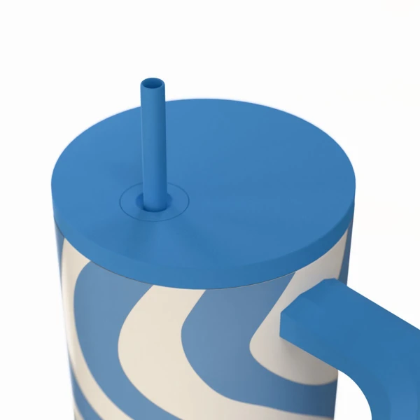ESTIA HOME ART ΘΕΡΜΟΣ STRAW TUMBLER XL 900ml - OCEAN WAVES