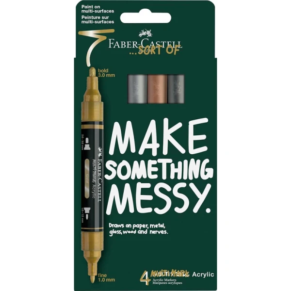 FABER-CASTELL SET 4 ACRYLIC MARKERS MULTIMARK METALLIC COLOURS