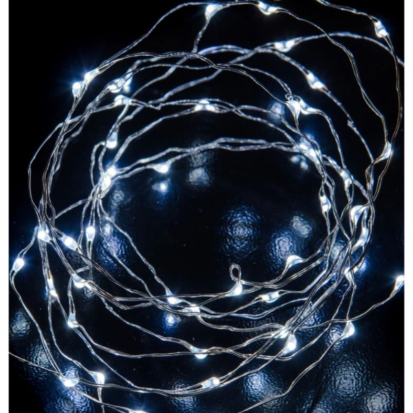 CHRISTMAS LIGHTS 100 LED MICRO-LED 5 METERS SILVER ICE WHITE