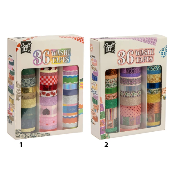 ΣΕΤ 36 τεμ. ΤΑΙΝΙΩΝ WASHI 3M. FOIL & GLITTER - 2 ΣΧΕΔΙΑ