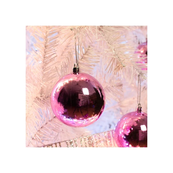 CHRISTMAS BALL 8 cm SET 6 pcs PINK