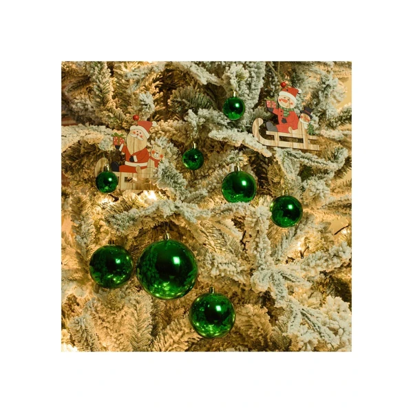 CHRISTMAS BALL 8 cm GLOSSY SET 6 pcs GREEN