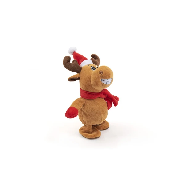 PLUSH SANTA CLAUS & REINDEER 19 cm WITH GREEK CAROLS AND MOTION