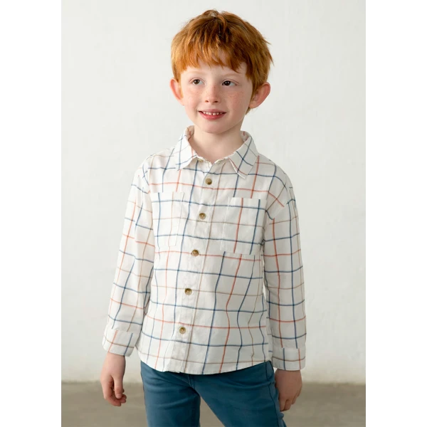 MAYORAL SHIRT LONG SLEEVES VIYELLA  BRIGHT SALMON