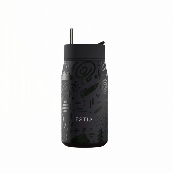 ESTIA HOME ART ΘΕΡΜΟΣ LENS SAVE THE AEGEAN 360ml NOIR ECHO