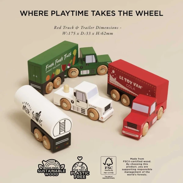 LE TOY VAN ΞΥΛΙΝΟ ΣΕΤ TRAILER TRUCK 17X3X6 εκ.