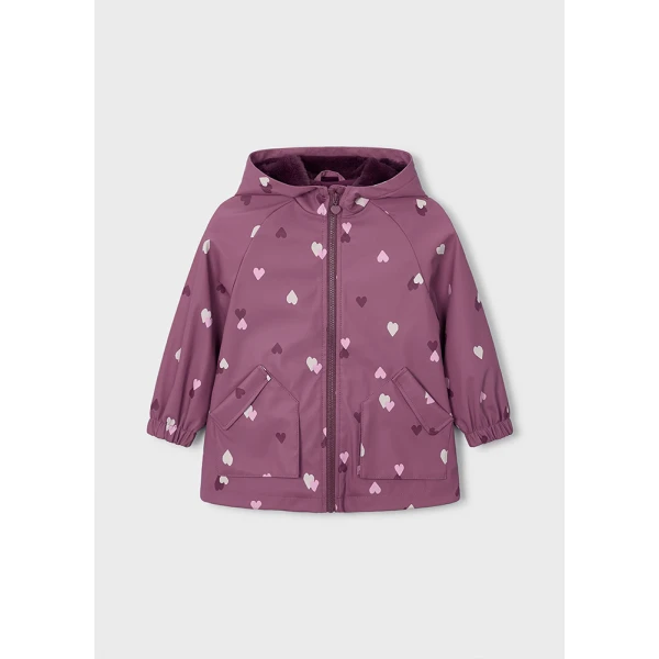 MAYORAL WATERPROOF JACKET WITH FAUX FUR HOOD VIOLET