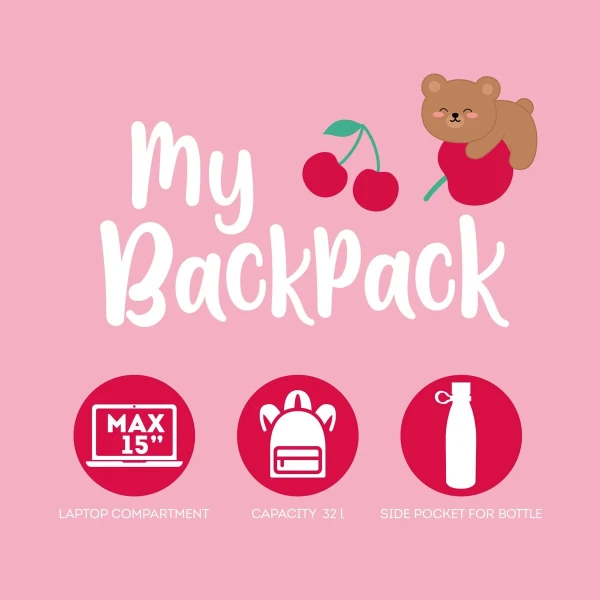 LEGAMI MY BACKPACK ΣΑΚΙΔΙΟ ΠΛΑΤΗΣ TEDDY BEAR CHERRY