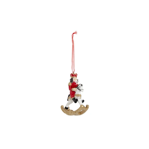 CHRISTMAS WOODEN ORNAMENT NUTCRACKER ON HORSE 10 cm