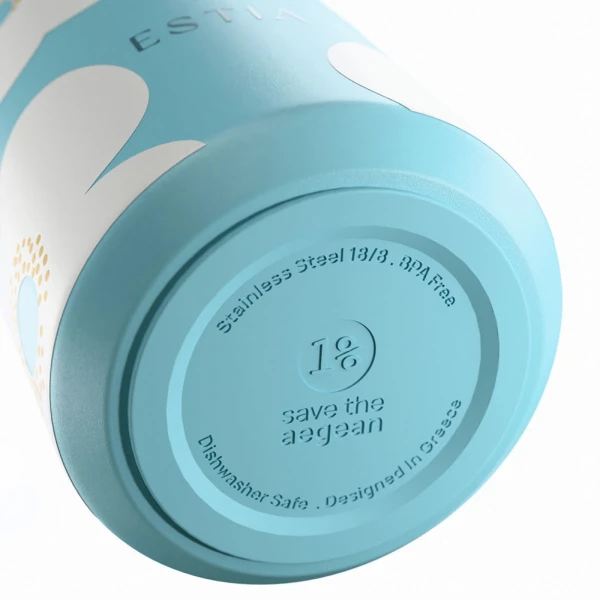 ESTIA HOME ART ΘΕΡΜΟΣ LENS SAVE THE AEGEAN 360ml BLUE DAISY