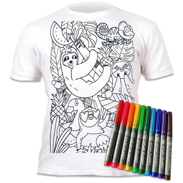 SPLAT PLANET ΠΛΕΝΟΜΕΝΟ T-SHIRT ΖΩΓΡΑΦΙΚΗΣ SLOTH JUNGLE ΜΕ ΜΑΡΚΑΔΟΡΟΥΣ (7-8 ΕΤΩΝ)