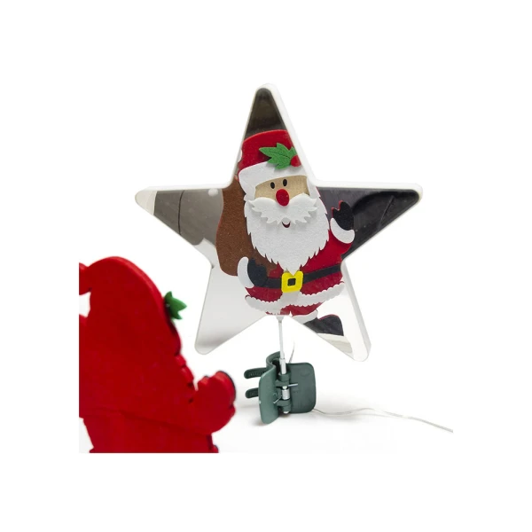 CHRISTMAS TREE TOP MIRROR STAR RED 25 cm WITH LED