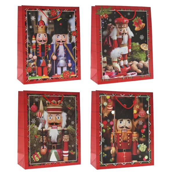 CHRISTMAS PAPER BAG NUTCRACKER 30X12X42 CM - 4 DESIGNS