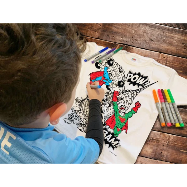 SPLAT PLANET ΠΛΕΝΟΜΕΝΟ T-SHIRT ΖΩΓΡΑΦΙΚΗΣ SUPER HEROES ΜΕ ΜΑΡΚΑΔΟΡΟΥΣ (7-8 ΕΤΩΝ)