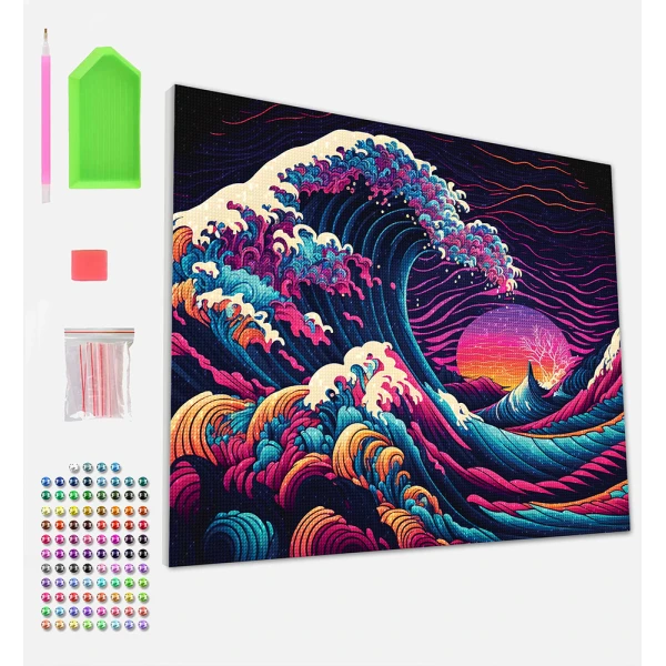SPLAT PLANET ΣΕΤ DIAMOND PAINTING GREAT WAVE ΣΕ ΚΑΜΒΑ ΜΕ ΤΕΛΑΡΟ 30Χ40 εκ.