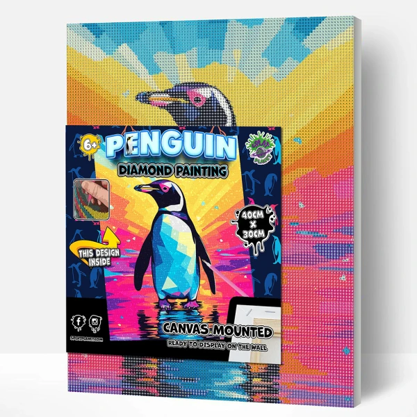 SPLAT PLANET DIAMOND PAINTING KIT ON FRAMED CANVAS 40X30 cm PENGUIN