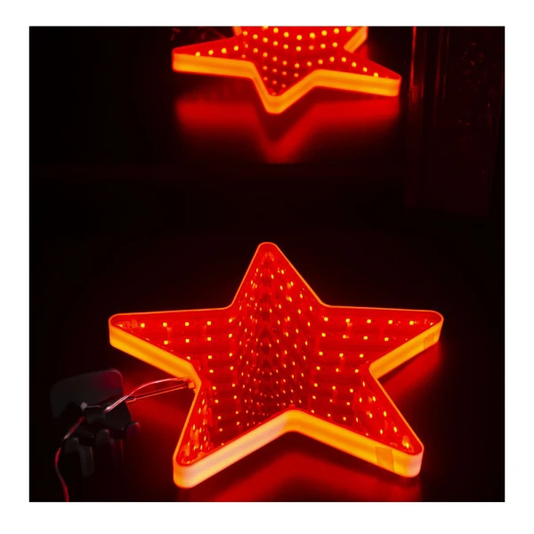 CHRISTMAS TREE TOP MIRROR STAR RED 25 cm WITH LED