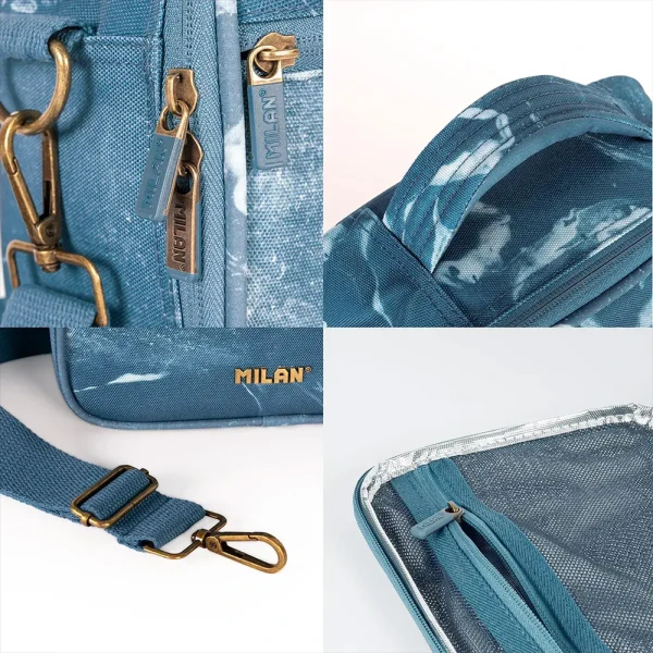 MILAN ISOTHERMAL LUNCH BAG WITH 3 LUNCH BOXES LAVA SERIES BLUE