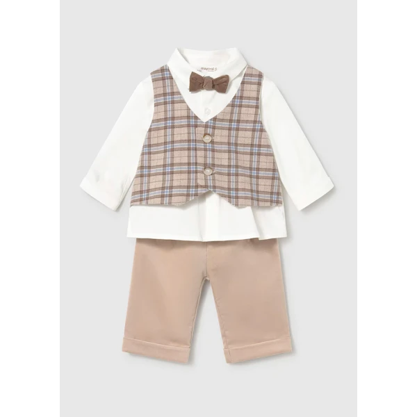 MAYORAL SET PANTS SHIRT VEST BEIGE