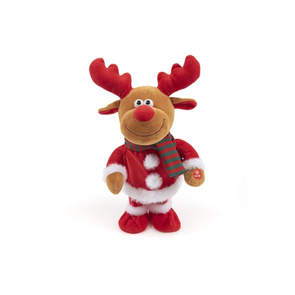 PLUSH SANTA CLAUS & REINDEER 30 cm WITH GREEK CAROLS AND MOTION
