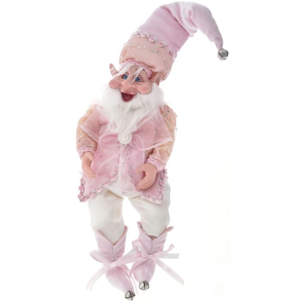 XMAS PINK VELURE ELF 65 CM