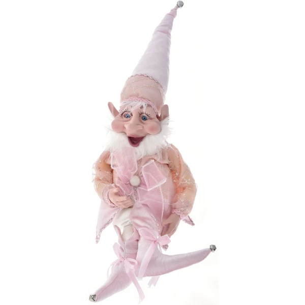 XMAS PINK VELURE ELF 40 CM