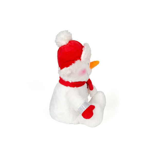 PLUSH SITTING SNOWMAN WITH MOVING NOSE & LIGHT 23 cm