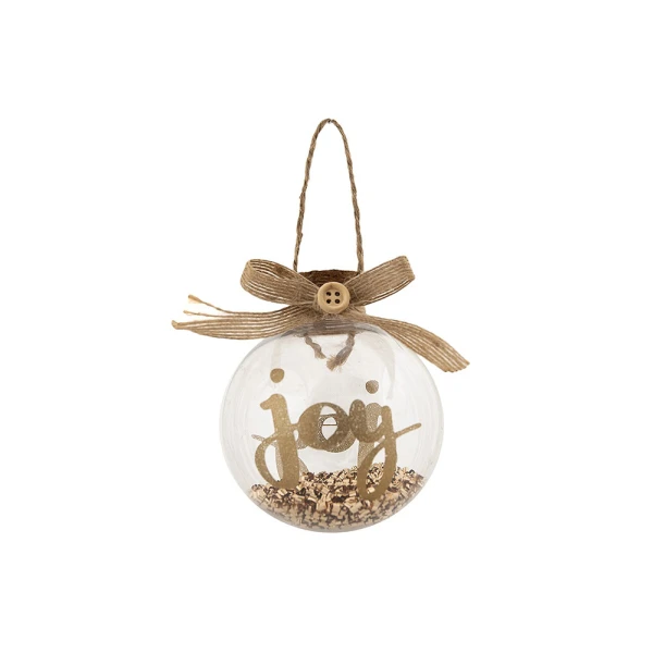 CHRISTMAS BALL 10 cm PLASTIC TRANSPARENT JOY - 2 DESIGNS